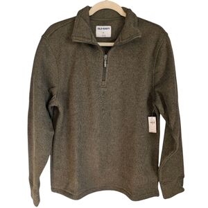 NWT Old Navy Men's Heather Green 1/4 Zip Pullover Fleece Sweater Size Medium